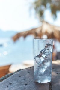 glass of ice kept outdoors